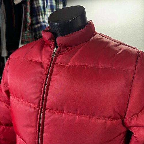 J Crew S Red White Duck Down Puffer Jacket Short Full Zip Expedition Feather - Picture 2 of 13