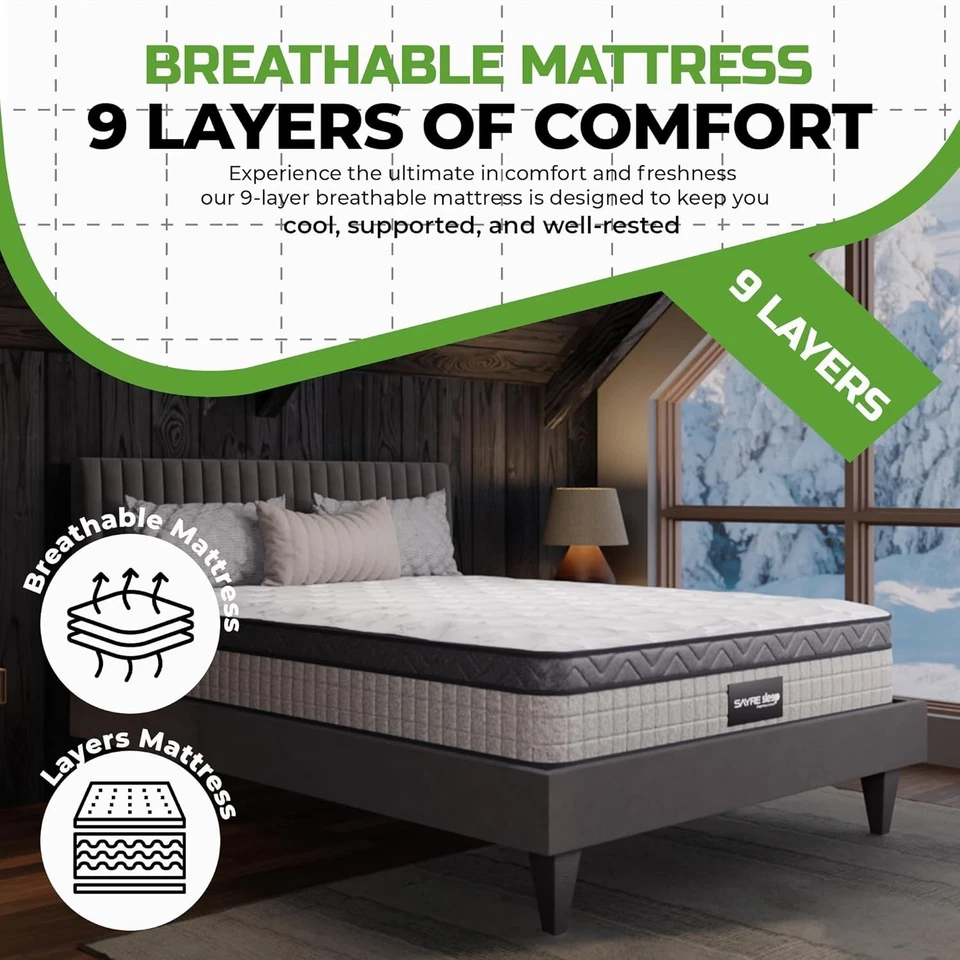 SAYRE 10” & 12” Twin Hybrid Memory Foam Mattress in a Box – Medium Firm - Image 2 of 4