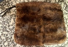 Vintage 40s Brown Mink Fur With Brown Satin Lining Wristlet Hand Warmer Muff