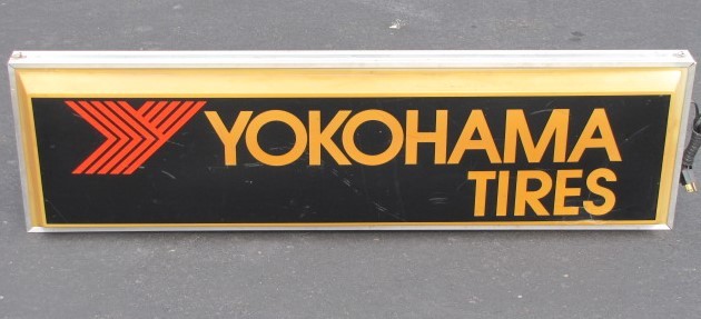 Genuine Vintage YOKOHAMA TIRES Lighted ADVERTISING DEALER SIGN 49" As Is