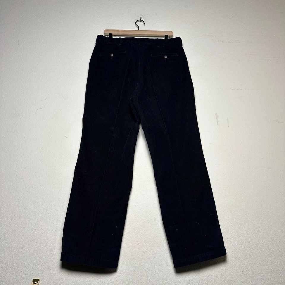 Haggar Corduroy Dress Chino Pant Men 36x31 Black Prep Formal Straight Fit Baggy - Image 2 of 4