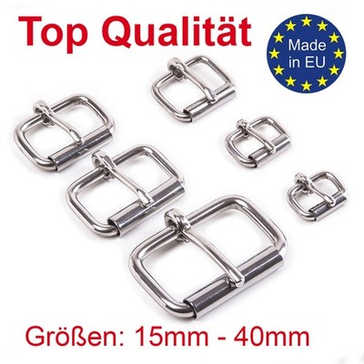 Stabile Rollschnalle aus Edelstahl, poliert, für 12mm-40mm Leder- und Gurtband