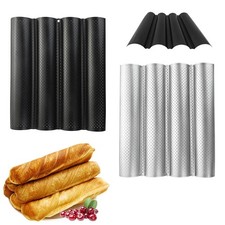4 Wave Baguette Baking Tray Bread Mold French Loaf Tin Non-Stick Cake Plate Tool