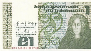 9.9.1982 BANCA CENTRALE D'IRLANDA 1 STERLINA £ 1 "LHG" ((GEMMA UNC ))
