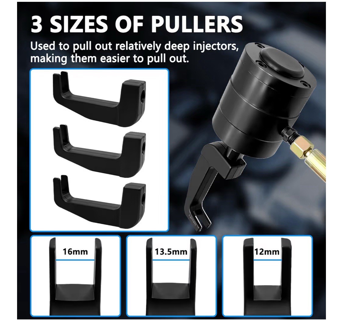 31pc Pneumatic Injector Extractor Puller Kit Diesel Air Vibration Ext Hose+ Case