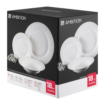 AMBITION Geschirrset 6 Personen Tafelservice Tellerset Esgeschirr Aurelia 18 Tlg