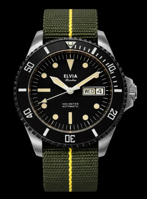 ELVIA Automatic Military Taucheruhr - Saphirglas und 24 Jewel Automatic