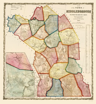 Historic City Map - Middleborough Massachusetts - Mayer 1855 - Vintage Wall Art