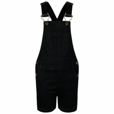 Kids Girls Dungaree Shorts Black Denim Stretch Jumpsuit Playsuits Age 5-13 Years