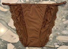 NEW Victoria Secret Dream Angels Lace Trim Mini String Bikini - Mousse Brown XL