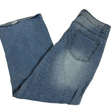 Shein Womens Blue Baggy Jeans Size S Y2K 90s Grunge Star Print Wide Leg Denim