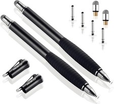 2 Pcs, 2 in 1 Precision Series, Disc MEKO Stylus Styli Bundle Black