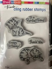 New Stampendous RUBBER STAMP cling PURRFECT FRIENDS PAIR CATS SET