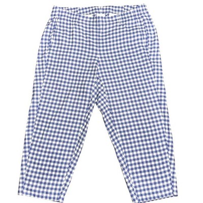 NWOT J Jill Blue White Gingham Linen Stretch Petite XL Pants Checkered Trousers