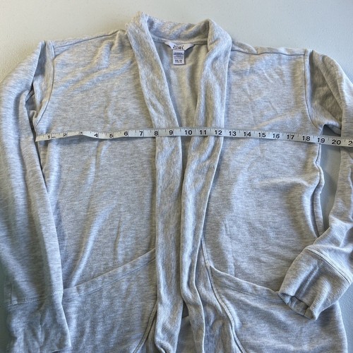 Athleta Girl Wrap 'N Roll Sweater Open Cardigan XXL (16) Youth Gray Knit Pockets - Picture 8 of 11