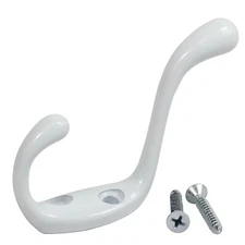 Rok Heavy Duty White Home Wall Closet Towel Coat Clothes Double Hook Hanger