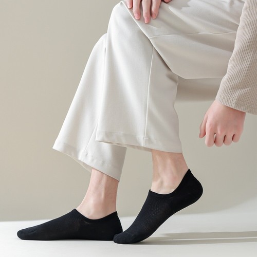 6 Pairs Men Solid Cotton No Show Socks Breathable Anti Slip Short Boat Socks - Picture 3 of 19