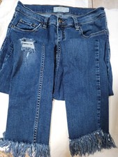 We The Free By Free People Size 28 Distressed Hem Skinny Jeans Blue Midrise