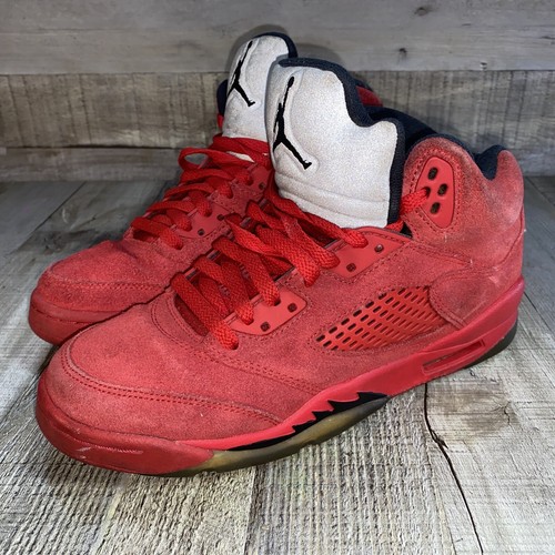 Air Jordan 5 Retro BG University Rojo/Negro Gamuza 440888-602 Talla 6,5 Y (Mujer 8) - Imagen 2 de 6