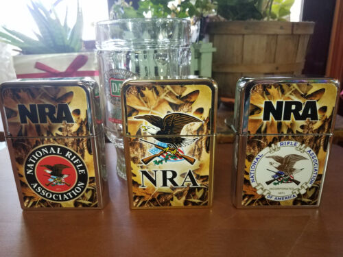 Lot of 3 NRA Giant Victor Lighters approx.4.5"x3" Unused , Unfired, Unfilled
