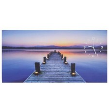 LED-Bild, Leinwandbild Leuchtbild, Timer Steg flackernd Wanduhr 110x55cm