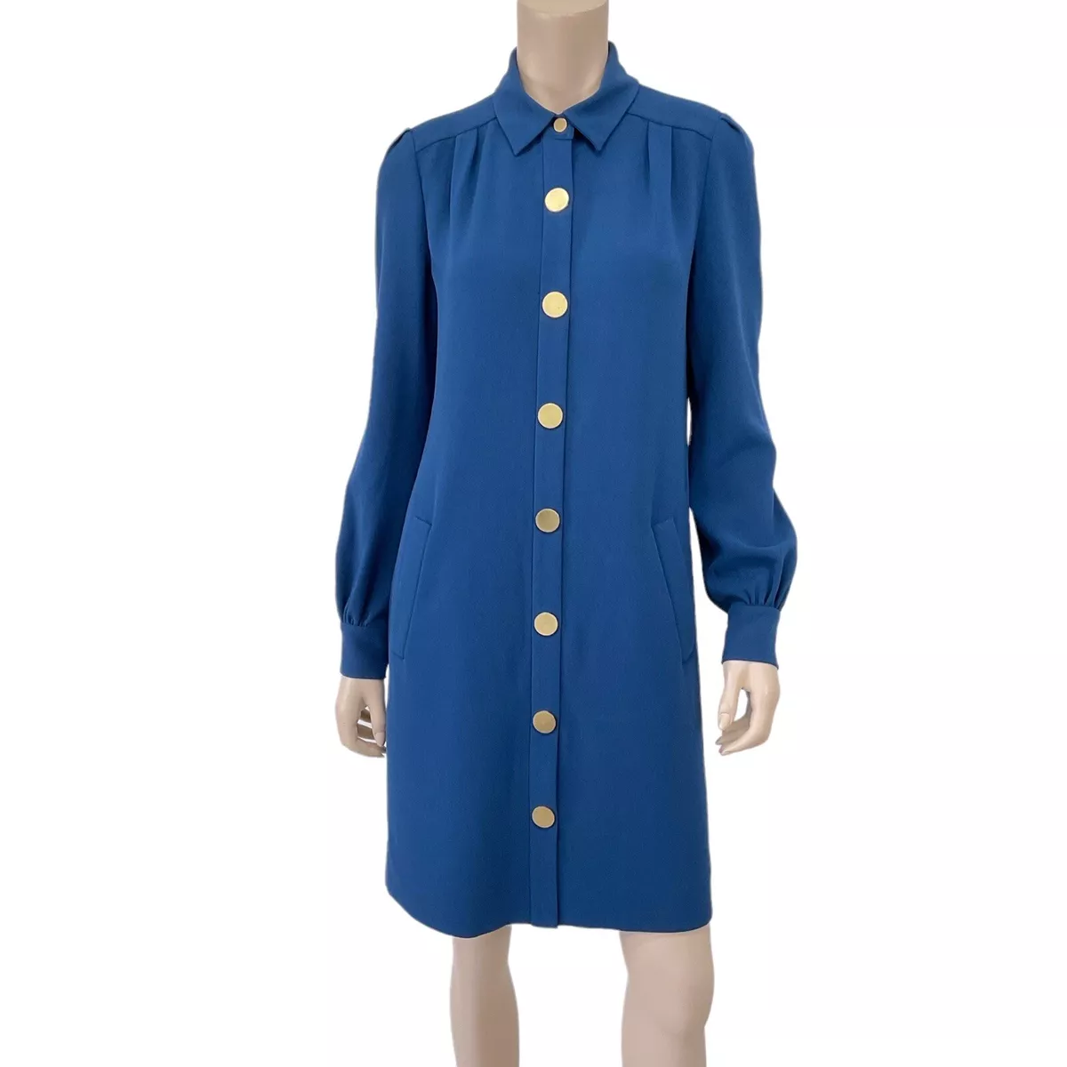 Diane Von Furstenberg Vintage Blue Long Sleeve Dress Size 8 eBay