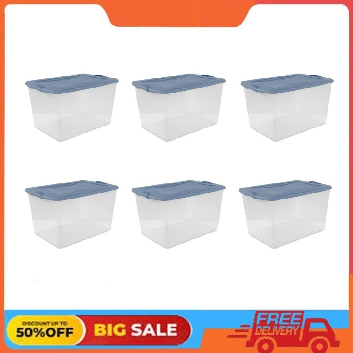 Sterilite 66 Qt Clear Latch Storage Bin 6-Pack