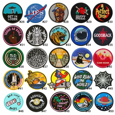 Circle Space Skull Dragon Embroidered Sew On Iron On Patch Badge Fabric Applique