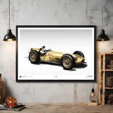 1957 Indianapolis 500 Art Print Sam Hanks Race Car Poster Indy-500 Wall Art Gift