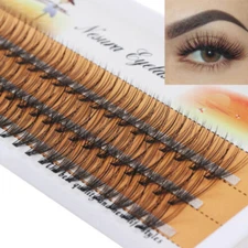 60Cluster False Eyelashes Flare Individual Eye Lashes Knotted/Knot C Curl 0.07mm