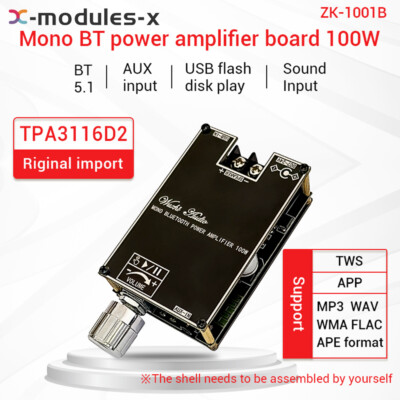 ZK-1001B Mono 100W Bluetooth Audio Power Amplifier Module TWS DC7-24V TPA3116