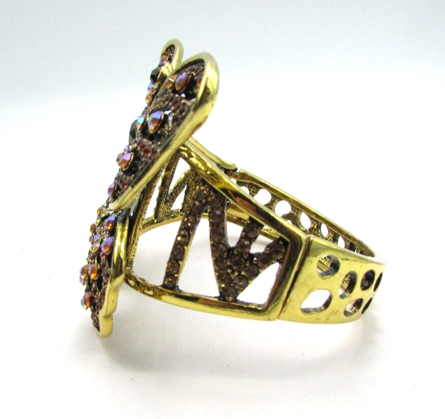 BRAZALETE MARIPOSA CRISTAL ROJO Y AMARILLO MODA TONO DORADO con BISAGRA JTV BR3 Foto 3 de 4