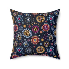 Colorful Ethnic Dot Pattern Pillow, Boho Home Decor, Sofa Throw Cushion