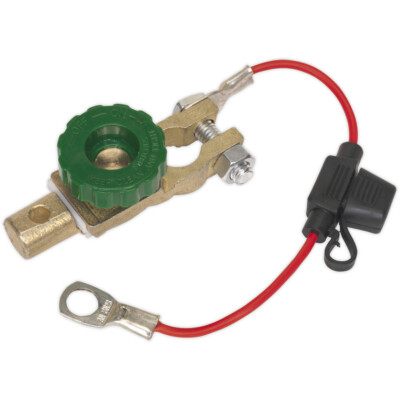 12 V bis 24 V Diebstahlsicherung Akku & Sicherungshalter - messingbeschichtet - 500 AMP Kurbel