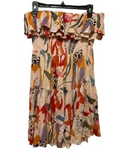 Gypsy Love Boho Sleeveless Shirred Summer Mini Dress Flowing Great Print FUN