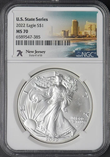2022 American Silver Eagle - NGC MS70 - 7K New Jersey - ✪COINGIANTS✪