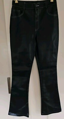 MOTEL ROCKS Zorea Trousers in PU Black with White Stitch uk10 eu 38  UK