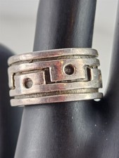 Vintage Sterling Silver Polka Dot Drawn Design Band Ring Size 6.5- 6.9 Grams