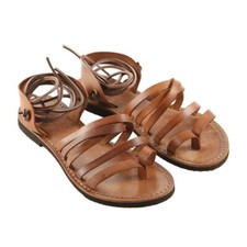 MADE IN ITALY | Sandali degli antichi romani in cuoio alla schiava Lacci Cognac