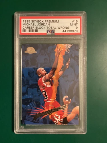 Michael Jordan *Error Card* 1995 Skybox Career Block Total Wrong / #15 PSA 9