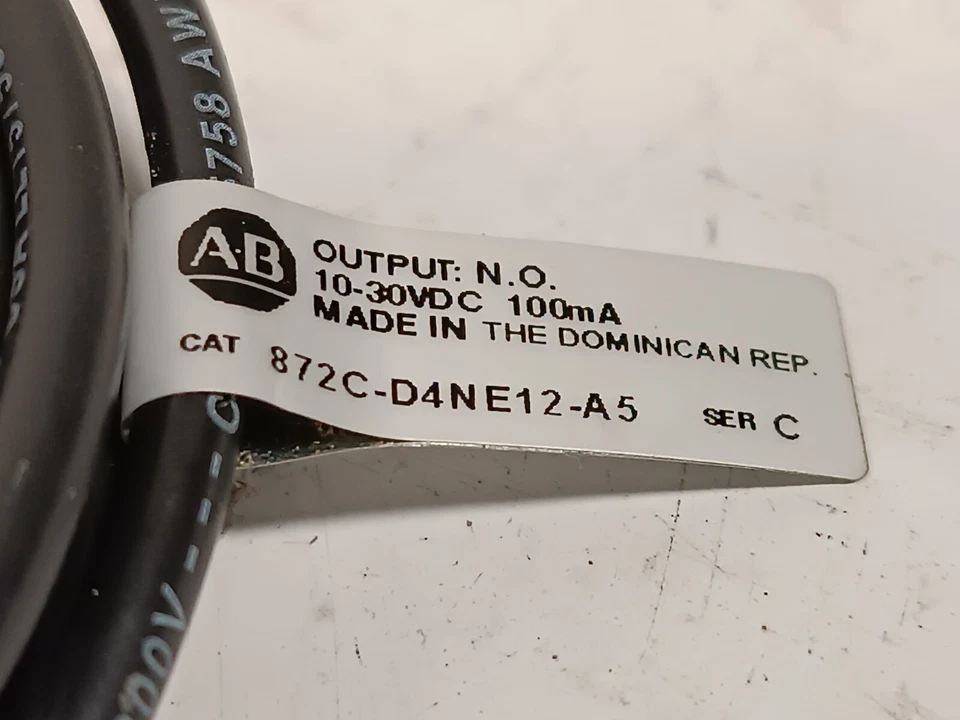 Allen Bradley 872C-D4NE12-A5 Proximity Sensor, 5M Cable, 12mm Barrel, 10-30vdc - Image 4 of 4