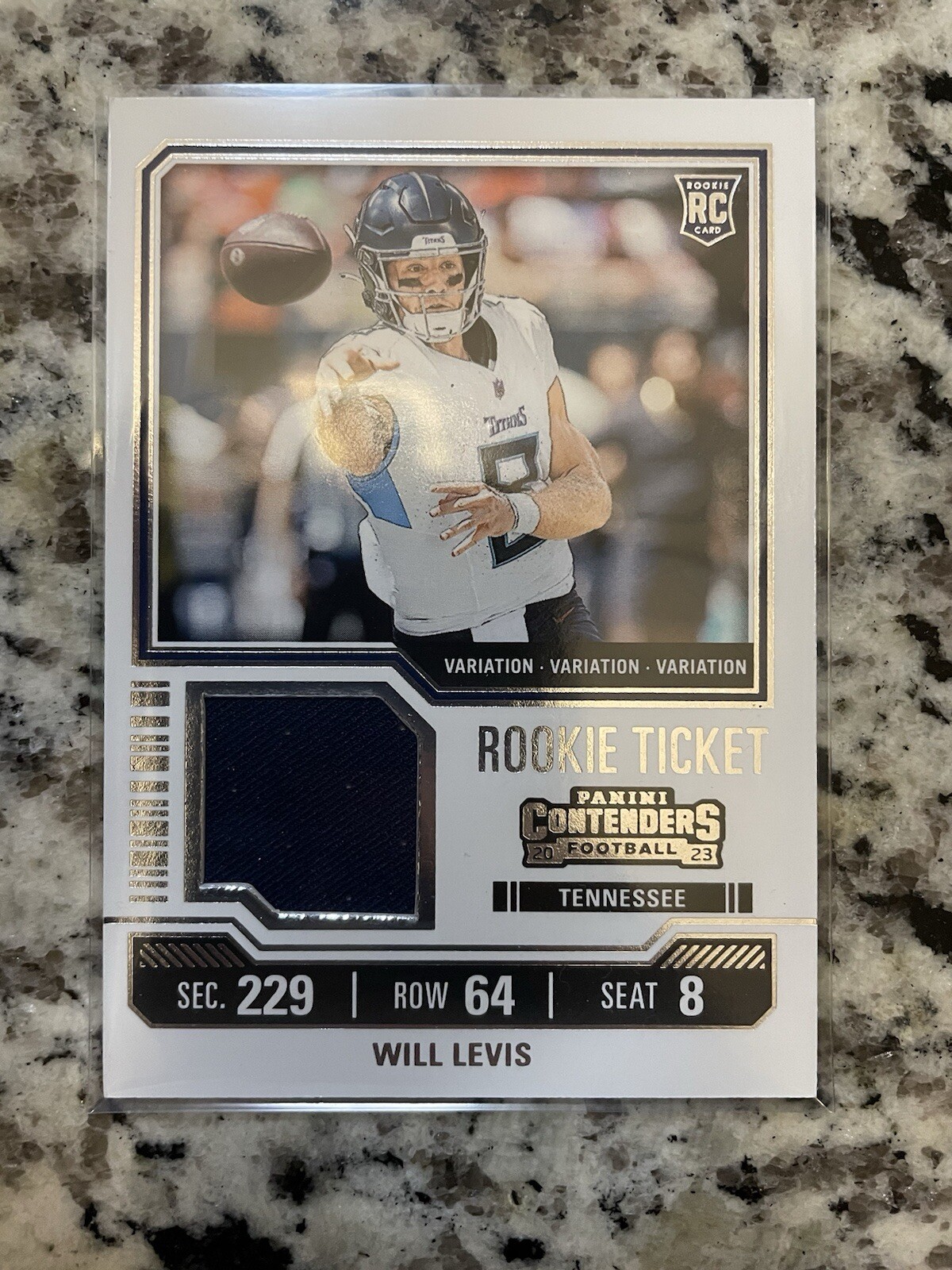 2023 - Will Levis ROOKIE Ticket PATCH No TS40V  2023 Panini Contenders TITANS