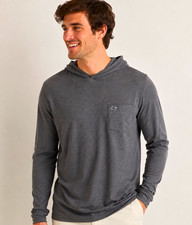 Vineyard Vines Edgartown T-Shirt Hoodie Gray Long Sleeve Whale Logo M