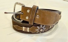 Nocona Western Rowel Concho Cowboy Leather Brown Belt Size 34, 1.5  Wide