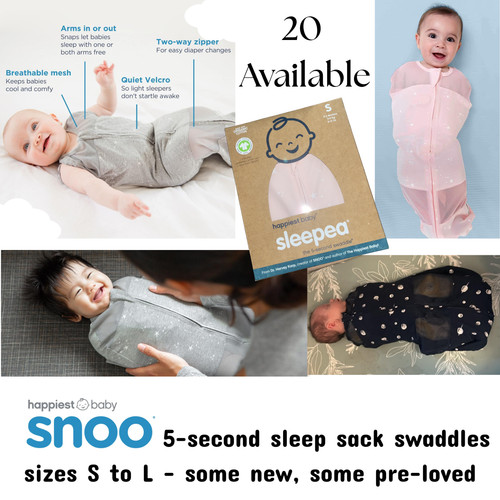 Snoo Sleepea 5 Second Swaddle/Sleep Sacks - Sizes S-L - Best Swaddles Ever!