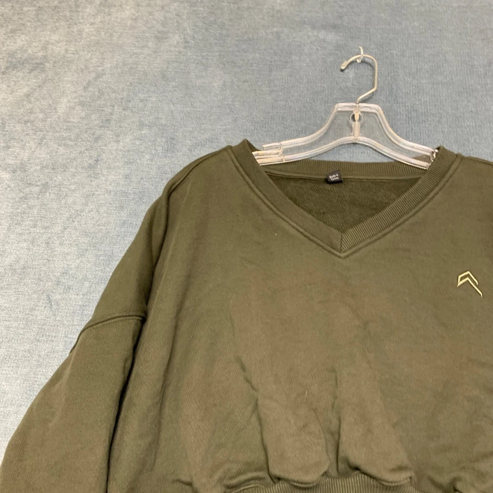 Sudadera Oner Active Mujer Grande Oliva Todo el Día Ligera Gran Tamaño Cuello en V Foto 4 de 4