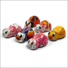 Six Vintage Tin Plate Pretty Pets Novelty Toys Kashiway Japan Rabbit Dog Cat etc