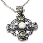 ESTATE SOLID STERLINGS ILVER 18K GOLD BA SUARTI CROSS PENDANT 24" NECKLACE #8148 — photo 3