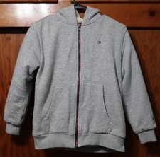 Tommy Hilfiger Jacket Youth Medium Hoodie Coat Sherpa Gray FZ Sweatshirt M 12/14