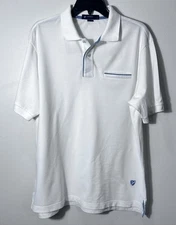 White Daniel Cremieux 38 Collection Sz L Short Sleeve Polo Signature Collection